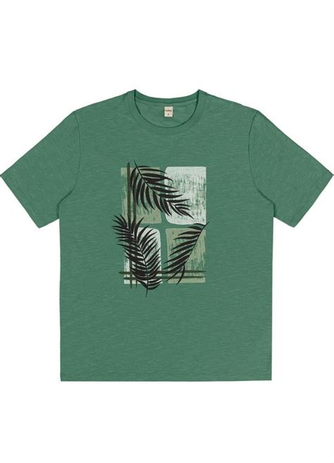 Camiseta Masculina Folhas Verde Rovitex