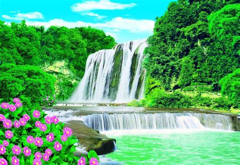 Beautiful Mountain Waterfall Scenery Paper Painting Buy