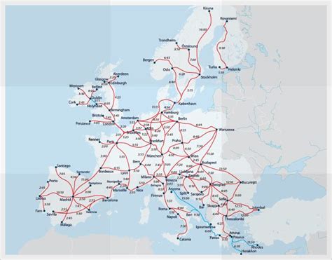 Train Times In Europe Interrail Map Train Map Europe Train