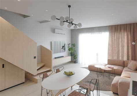 A Living Room And Dining Area In An Apartment
