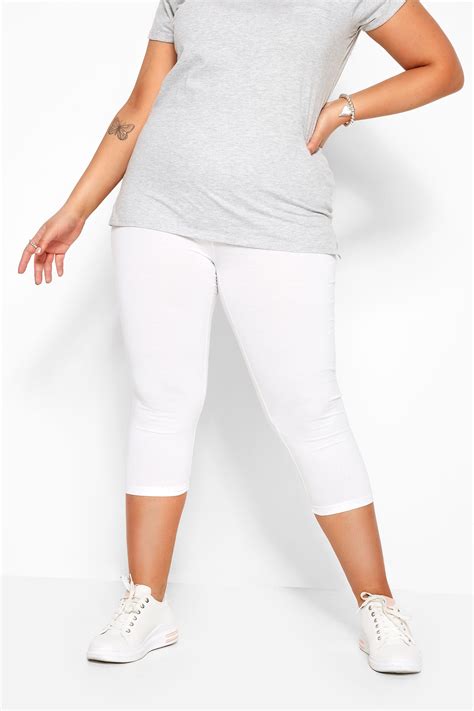 White Cotton Essential Cropped Leggings Yours Clothing