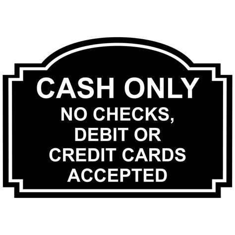 Cash Only Engraved Sign Egre 15750 Whtonblk Payment Policies