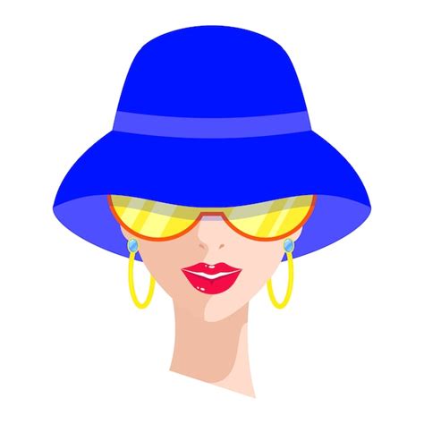 Premium Vector Portrait Of Woman In Blue Hat