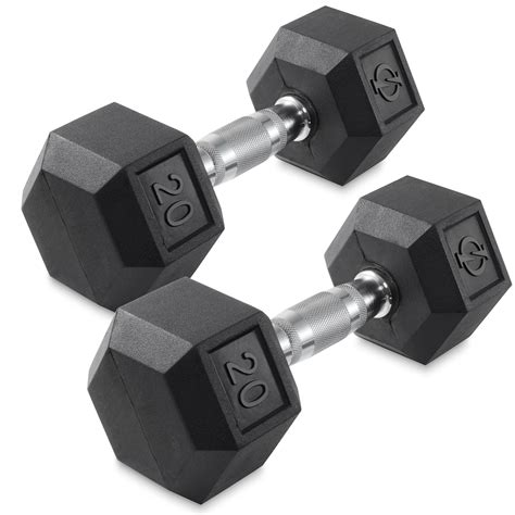 Philosophy Gym Rubber Coated Hex Dumbbell Hand Weights 20 Lb Pair