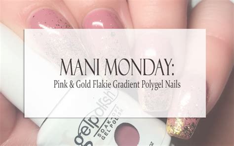 Mani Monday Pink And Gold Flakie Gradient Polygel Nails Prairie Beauty