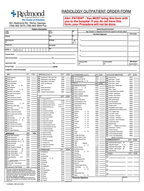 Printable Radiology Order Form Pdf Printable Form Templates And Letter