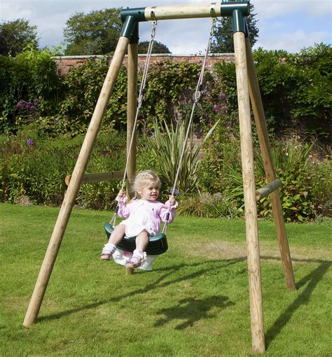 Rebo Kids Wooden Garden Swing Set Childrens Swings Solar Single Swing
