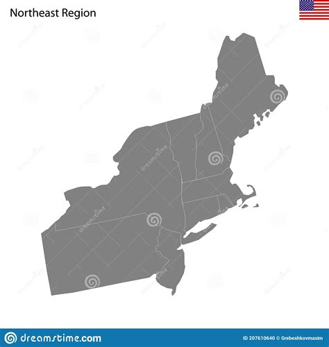 High Quality Map Of Northeast Region Of United States Of America With