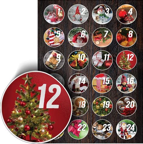 Advent Calendar Number Stickers 24 Stickers 4 Cm 20 Star Stickers