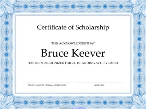 5 Scholarship Award Certificate Examples For Word And Pdf