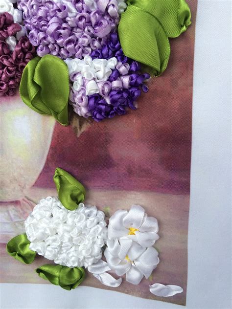Hand Embroidered Bouquet Hydrangea Silk Ribbon Etsy