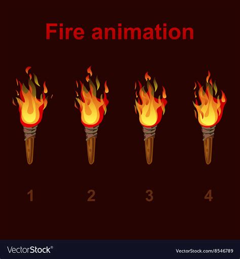Torch Fire Animation Sprites Flame Video Frames Vector Image