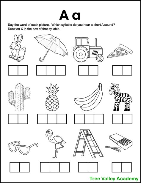 Letter A Sound Worksheets Tree Valley Academy
