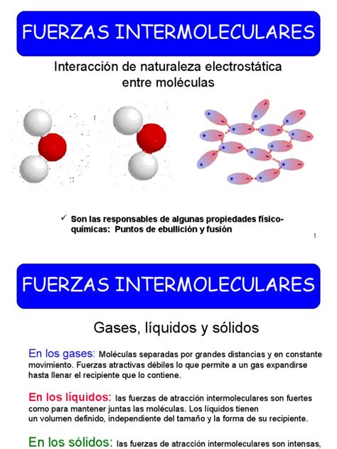 Fuerzas Intermoleculares Fuerza Intermolecular Moléculas