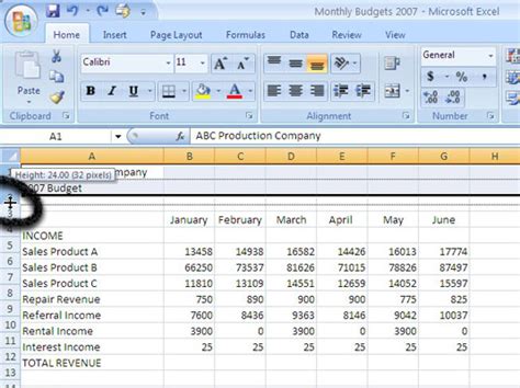 How To Change Column Width And Row Height In Excel 2007