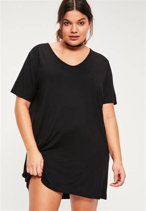 Missguided Plus Size Black V Neck T Shirt Dress Plus Size Outfits Clothes Plus Size