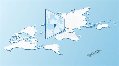 Mapa Mundial Em Estilo Isométrico Com Mapa Detalhado Da Síria Mapa Da Síria Azul clara Com Mapa