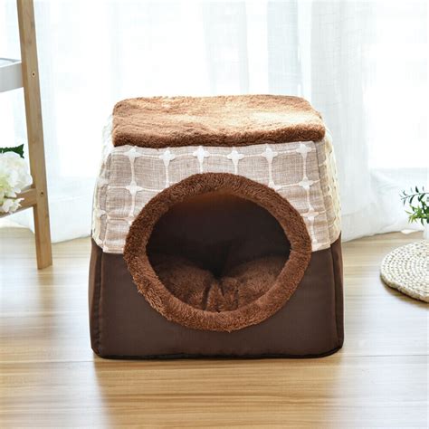 Pet Cat Dog Nest Bed Puppy Soft Warm Cave House Mat Pad Kennel Igloo