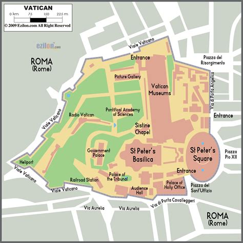 Подробная четкая карта Ватикана показывающая расположение входа