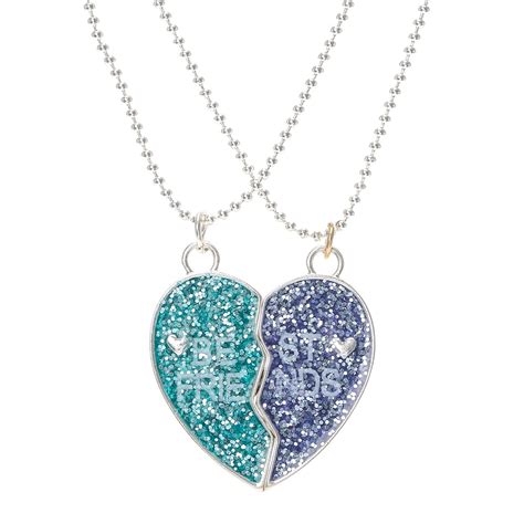 Best Friends Glitter Split Heart Pendant Necklaces Claire S Us