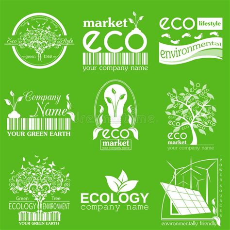 Set Of Ecology Environment And Recycling Logos Vector Logo Templates
