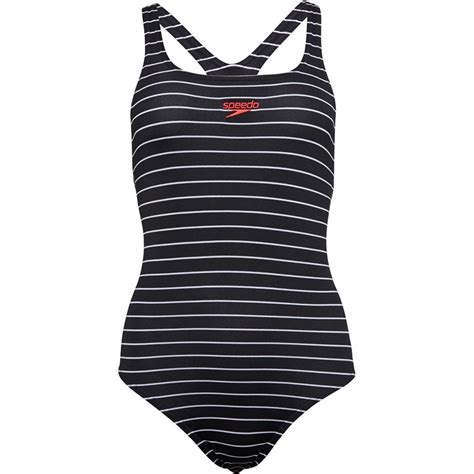 Buy Speedo Womens Essential End Striped Medalist Swimsuit Blackwhite