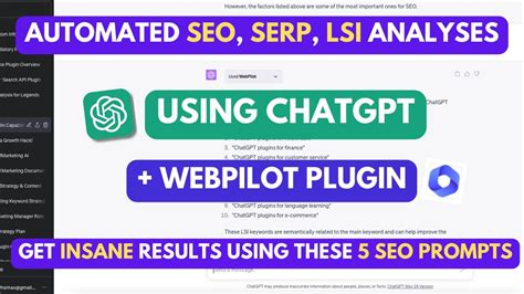 ChatGPT Plugins Chatgpt SEO Strategy Using The Webpilot Plugin YouTube