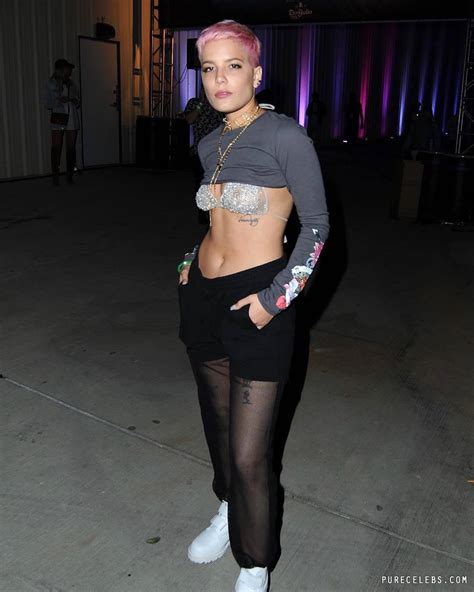 halsey flashing her boobs in see through