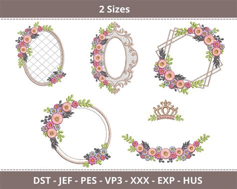 Floral Frame Embroidery Design Machine Embroidery Pattern 5 Types 2