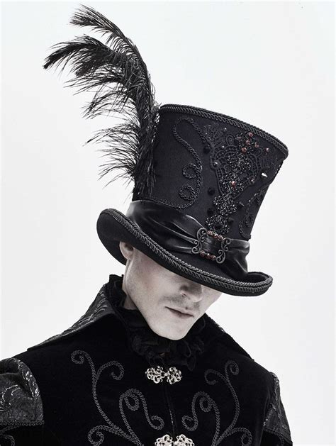 Black Retro Gothic Hat For Men Gothic Hat Vampire Fashion Gothic