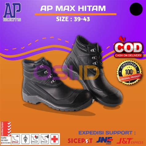 Osi Id Sepatu Boot Safety Ap Boots Ap Max Hitam Kontruksi Proyek Sepatu Industri Sepatu Kerja