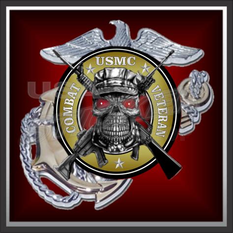 Us Marine Corps Combat Veteran Red Background Sticker Item M 080