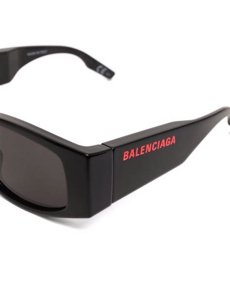 Balenciaga Eyewear Led Logo Rectangle Frame Sunglasses Farfetch