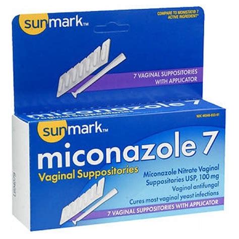 Sunmark Miconazol 7 supositórios vaginais com aplicador 7 cada da