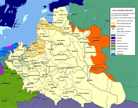 Map Of Poland Lithuania At Its Greatest Extent Following The Truce Of