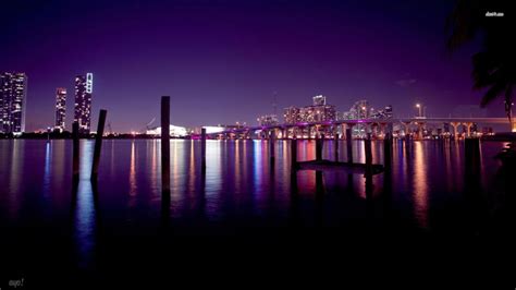 Miami Skyline At Night Wallpaper Architecture Wallpaper Better