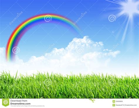 Sky Grass Rainbow Royalty Free Stock Images Image 26699809
