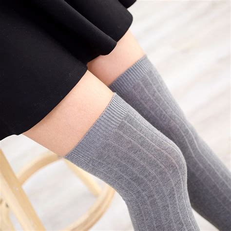 Peonfly Autumn And Winter Vertical Stripe Long Tube Knee Socks Cuff