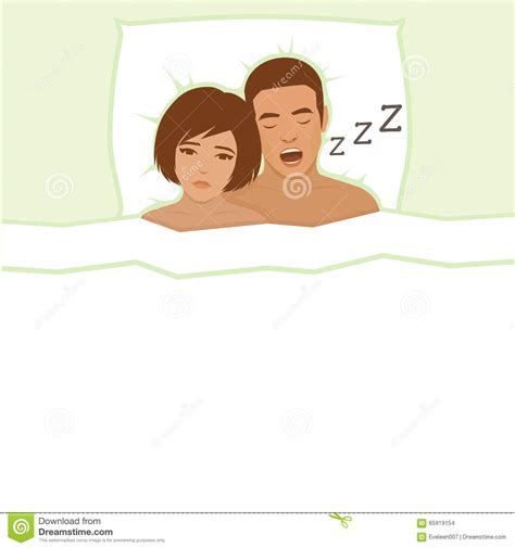 snoring man couple in bed vector illustration 65919154