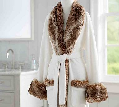 Shop bath robe from pottery barn kids. Faux Fur Robe Without Hood - Ivory/Caramel | Pottery Barn