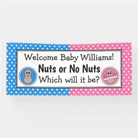 Nuts Or No Nuts Gender Reveal Banner Banner Zazzle Gender Reveal Banner Gender Reveal
