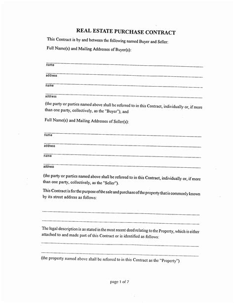 Free Printable Real Estate Contracts Free Printable