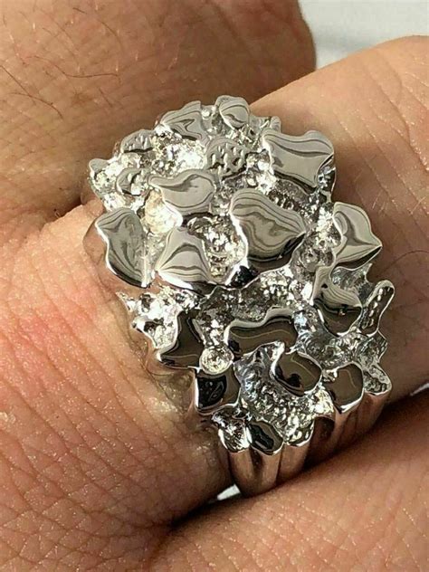 Men S Real Solid Sterling Silver Heavy Nugget Ring Plain Heavy