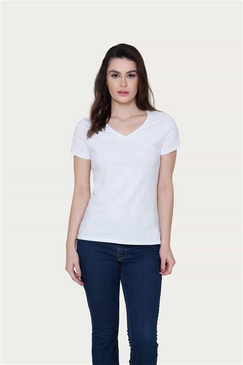 Camiseta Feminina Básica Decote V Branca Wshirt