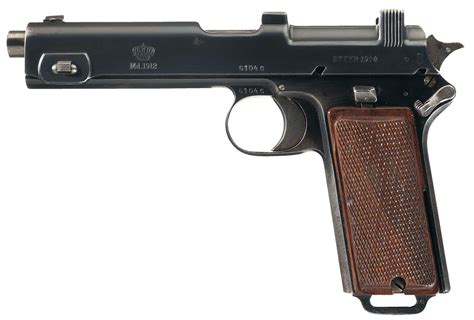 Rare Steyr Model 1912 Semi Automatic Pistol Cut For A Shoulder