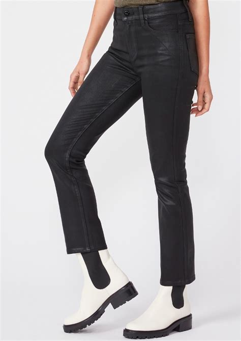 Paige Denim Cindy Ultra High Rise Straight Ankle Coated Jean Black