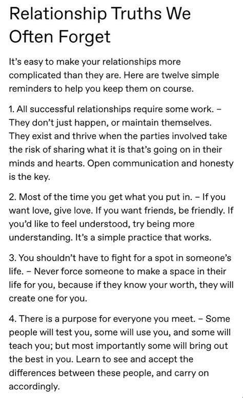 Relationship Truths We Often Forget Relationship Advice Quotes
