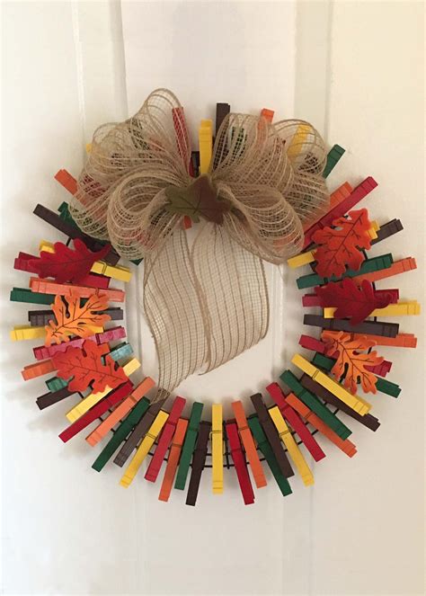 Cute Clothespin Wreath For Fall Fall Crafts Halloween Crafts Holiday Crafts Diy And Crafts