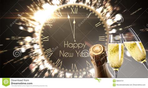 Composite Image Of Champagne Glasses Clinking Stock Image Image Of Celebration Firework 80624741