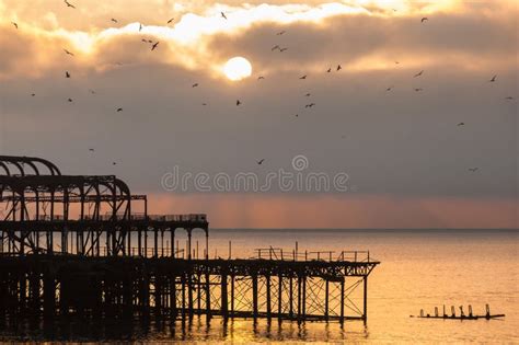 The West Pier At Sunset In Brighton Stock Photo Image Of Landscape